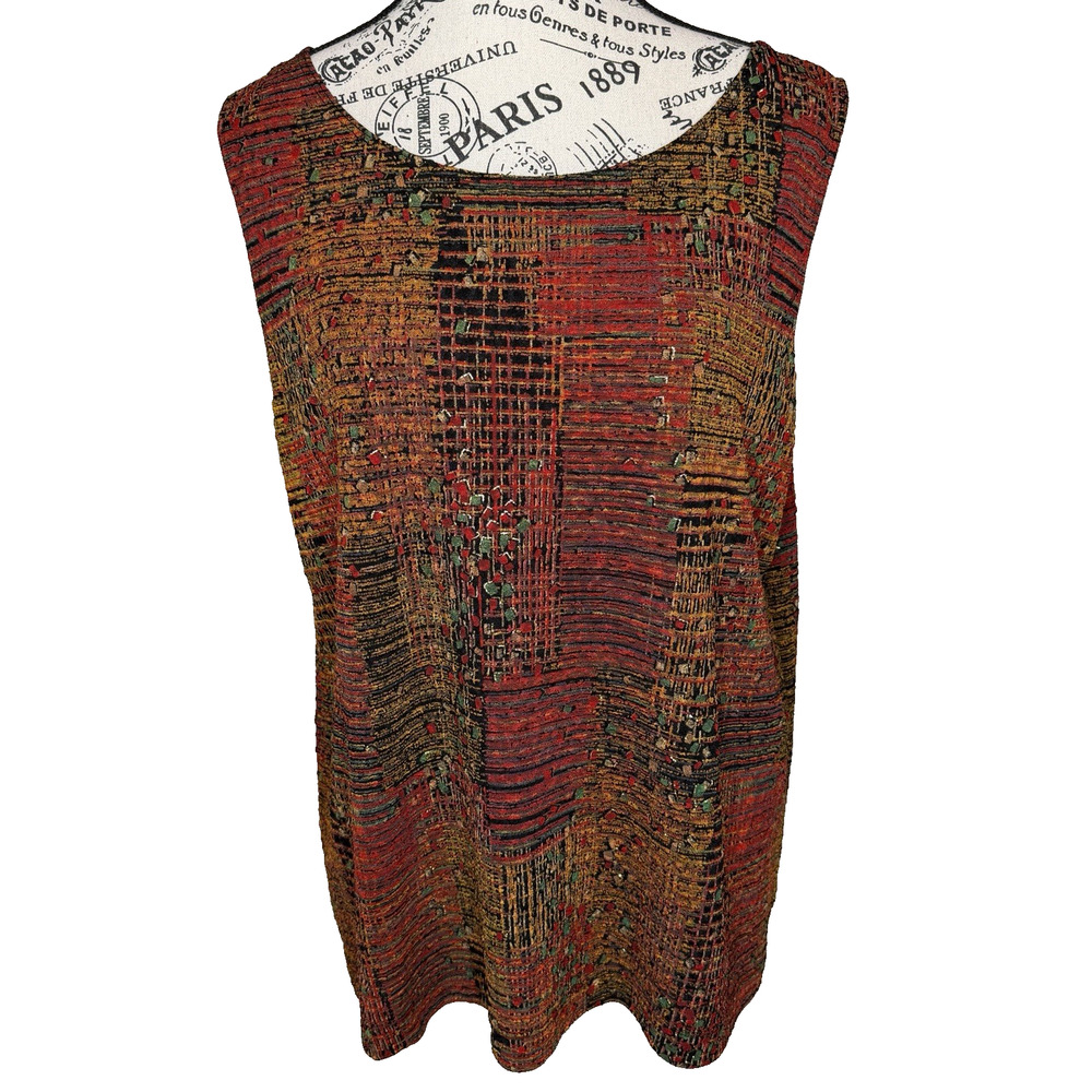 White Stag Women’s Multicolor Top Size XL 16-18 Sleeveless Colorful With Gold